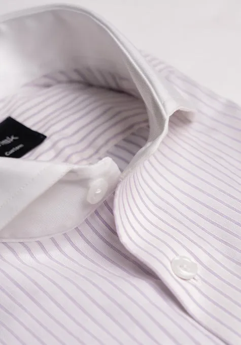 Crisp Pastel Lilac Gloss Structured Stripes Shirt