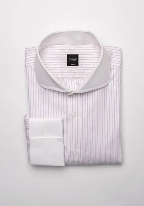 Crisp Pastel Lilac Gloss Structured Stripes Shirt