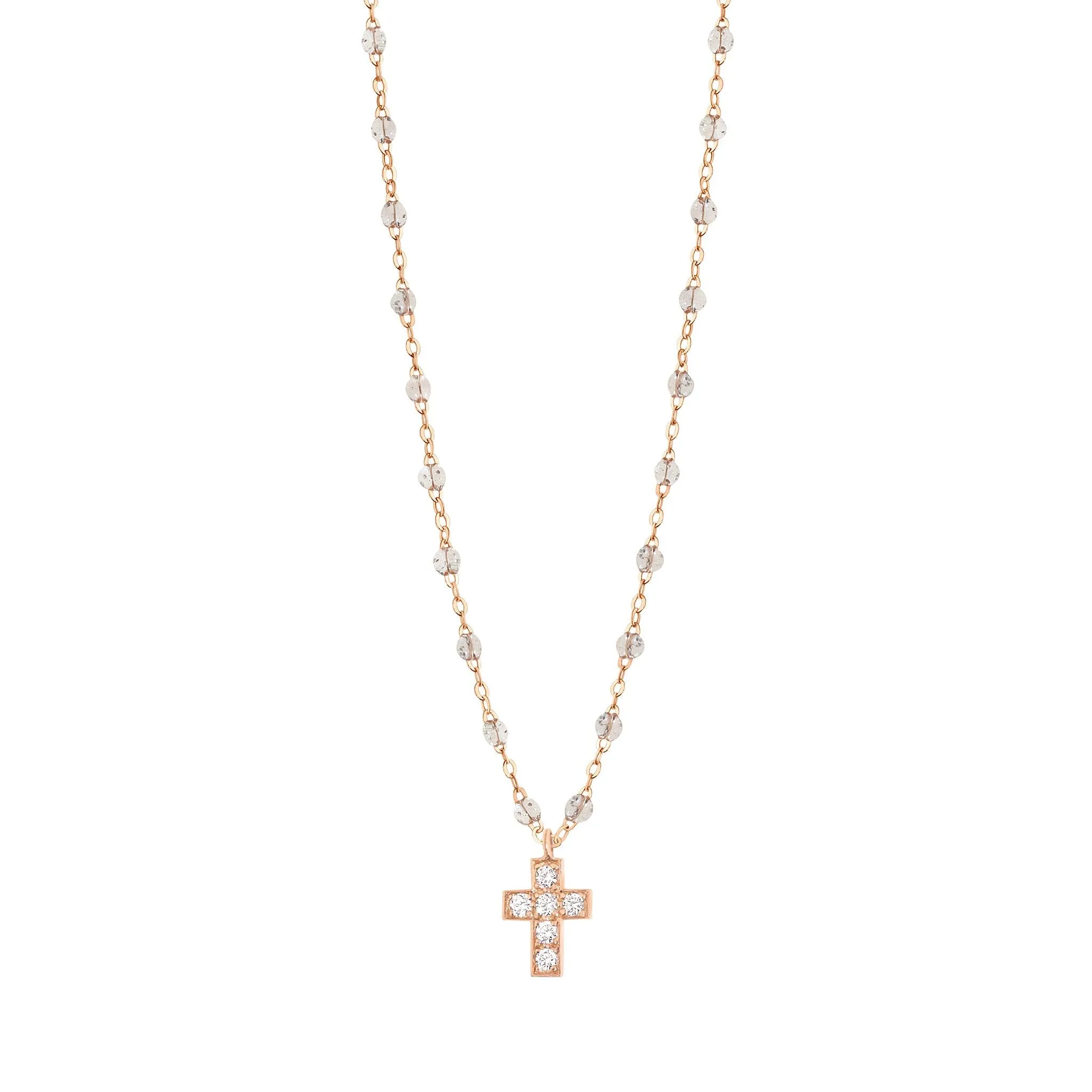 Cross Charm Classic Gigi Sparkle diamond necklace, Rose Gold, 16.5"