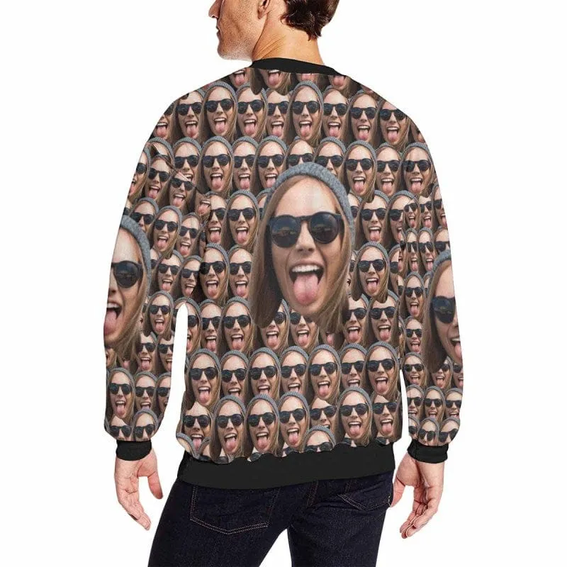 Custom Funny Face Loose Sweatshirt Personalized Face Loose Men's Crew Neck Sweatshirt