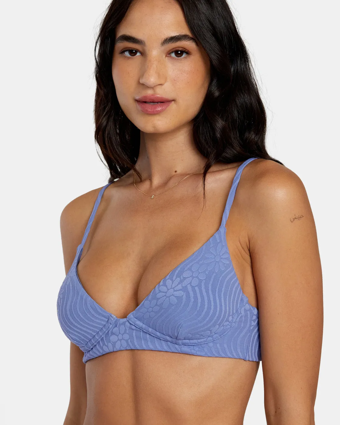 Dazed Shimmer Triangle Bikini Top - Coast