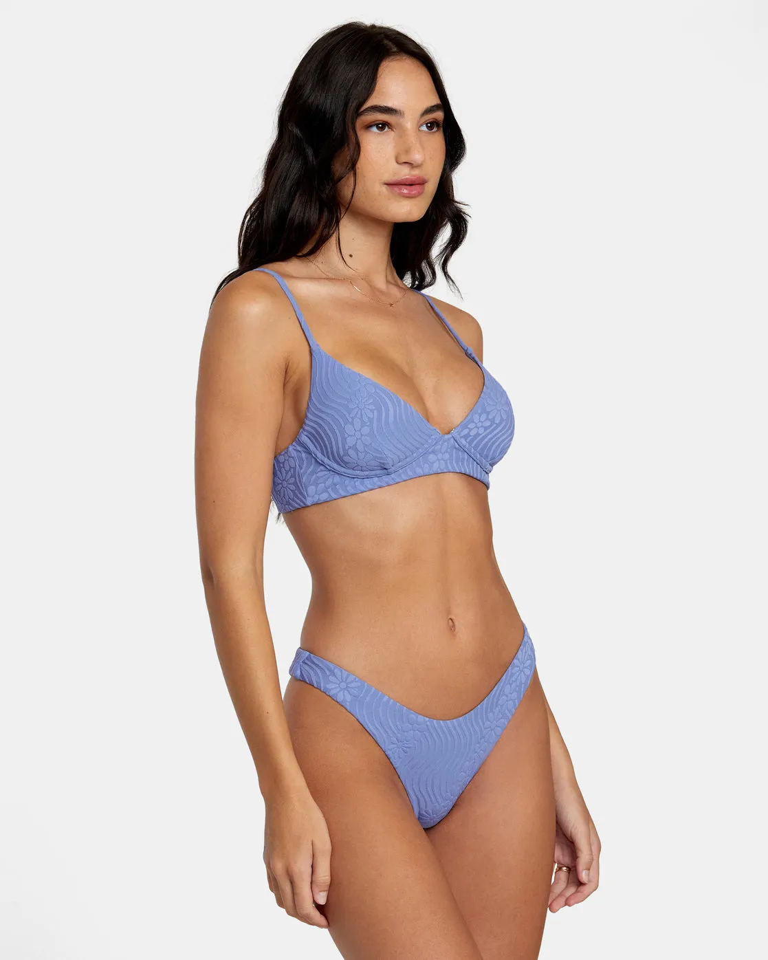 Dazed Shimmer Triangle Bikini Top - Coast