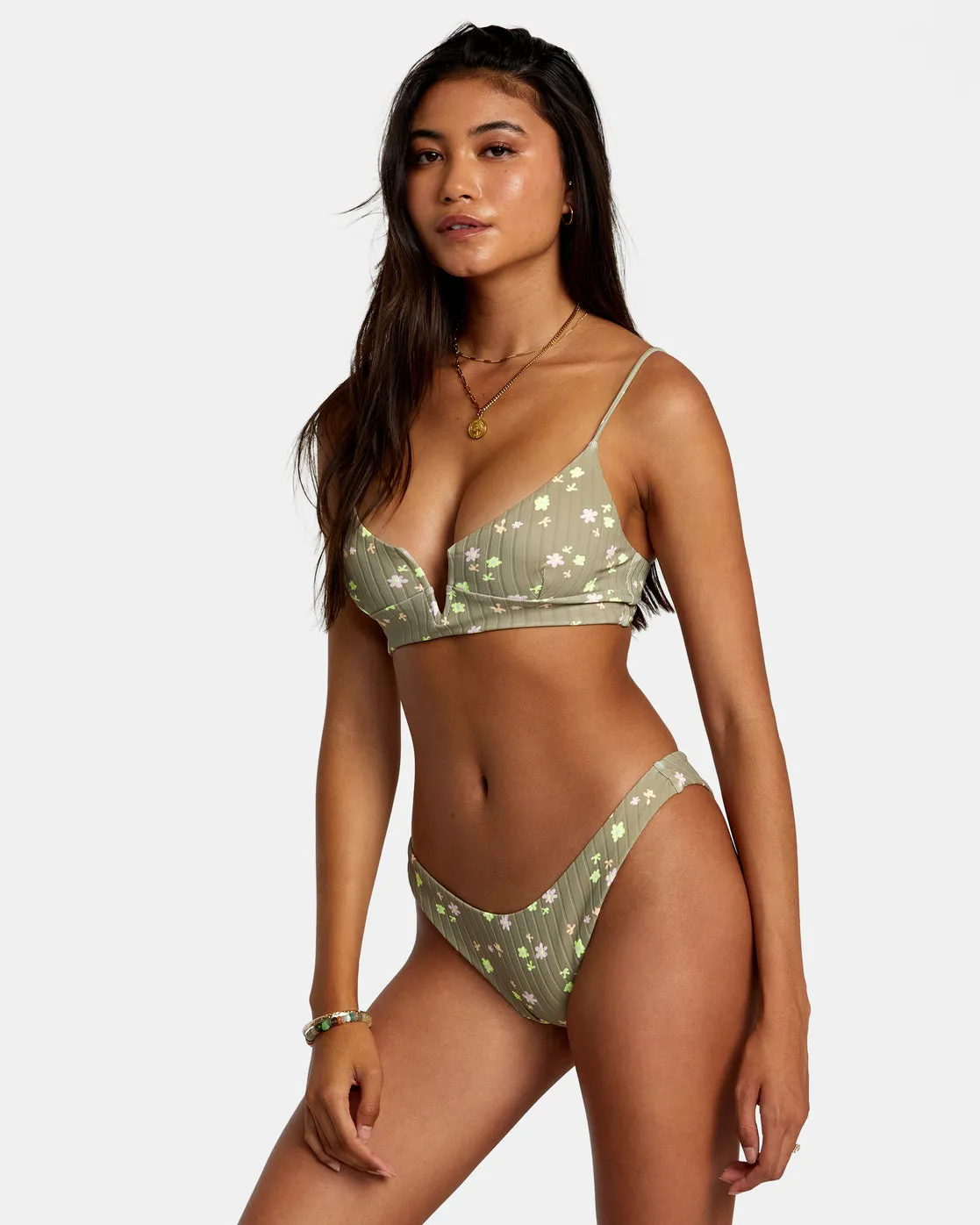 Decoupage High Leg Bikini Bottoms - Aloe