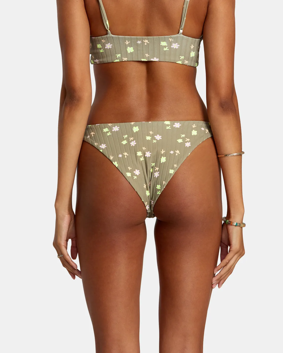 Decoupage High Leg Bikini Bottoms - Aloe