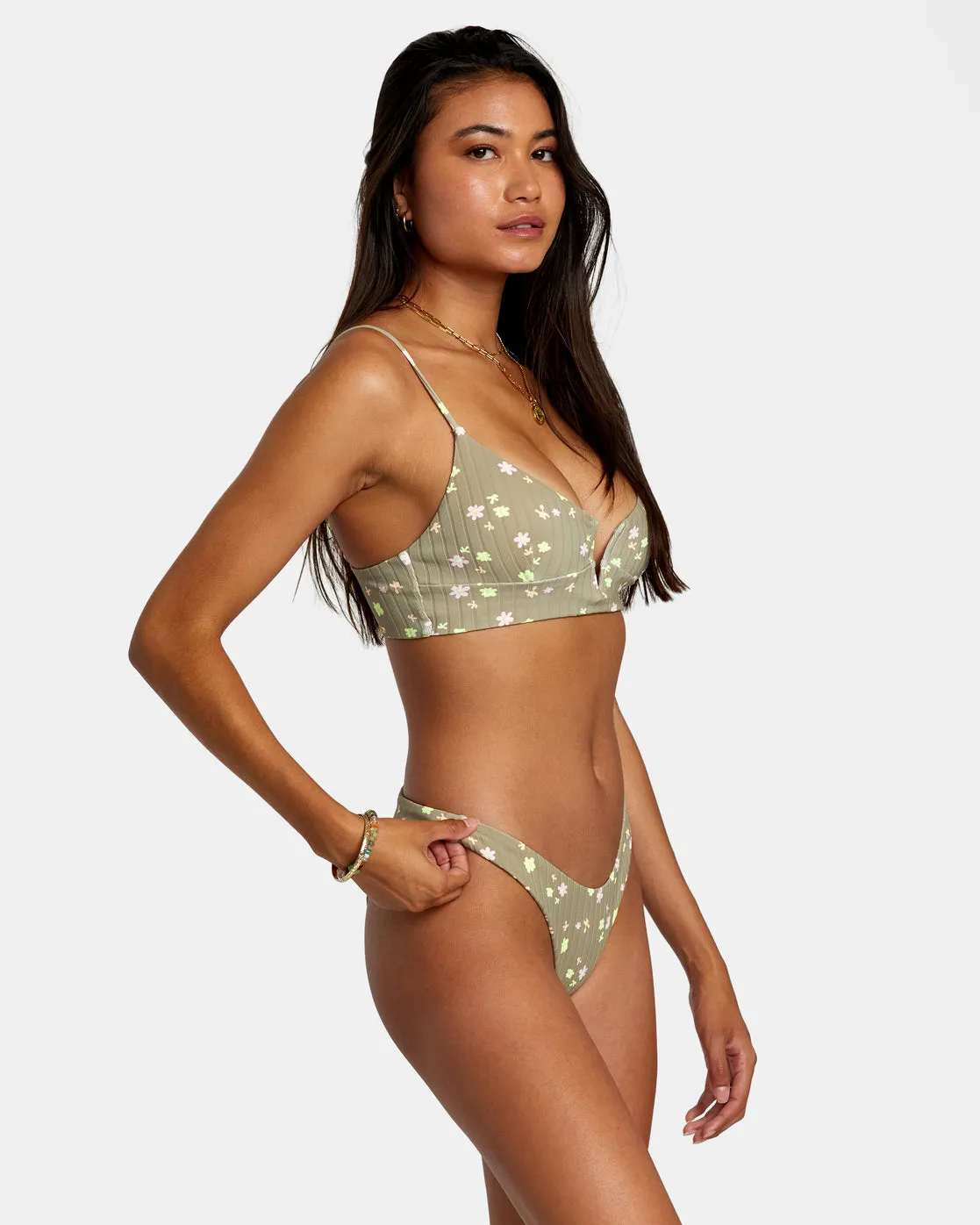 Decoupage High Leg Bikini Bottoms - Aloe