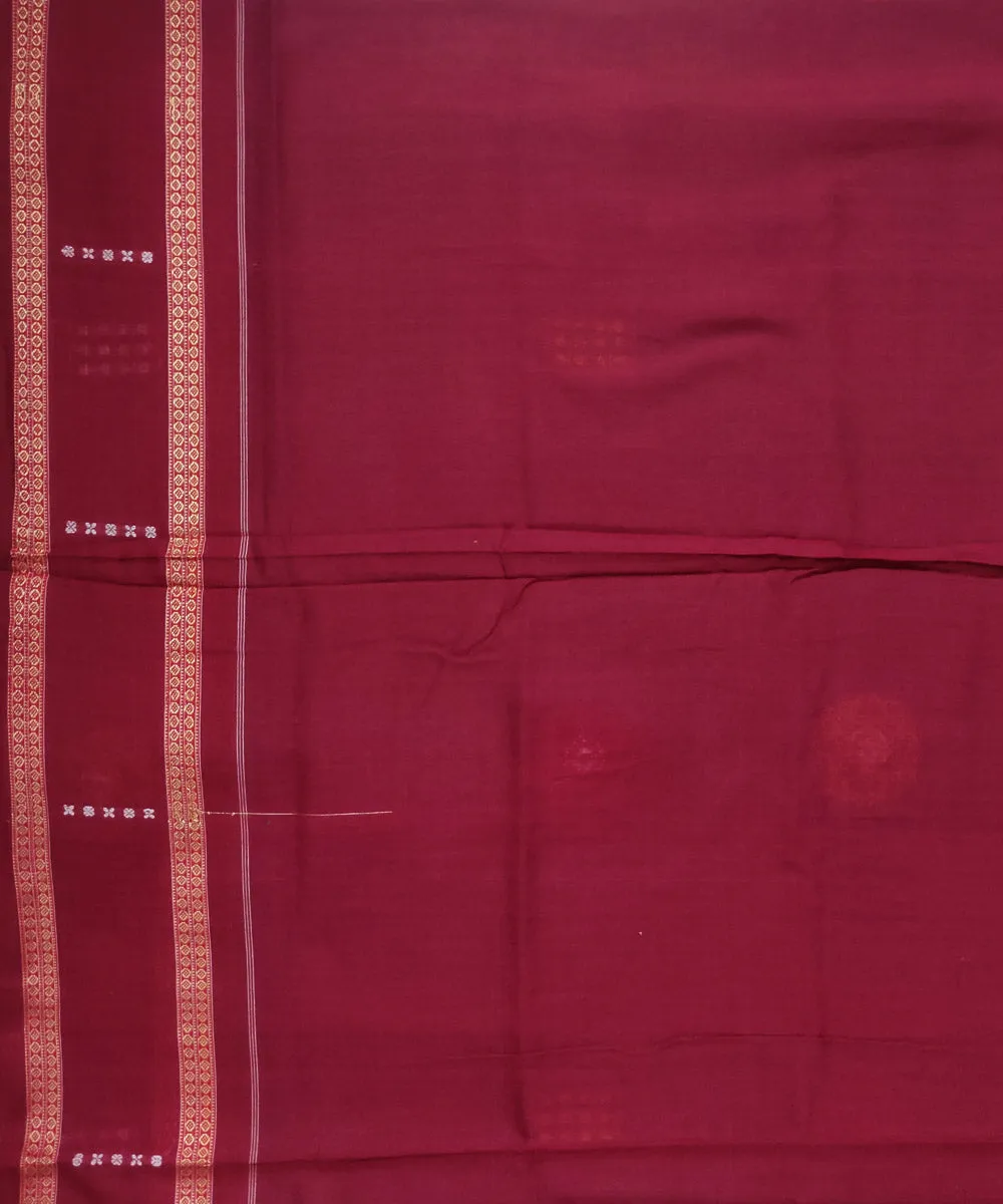 Deep green maroon cotton handloom bomkai saree