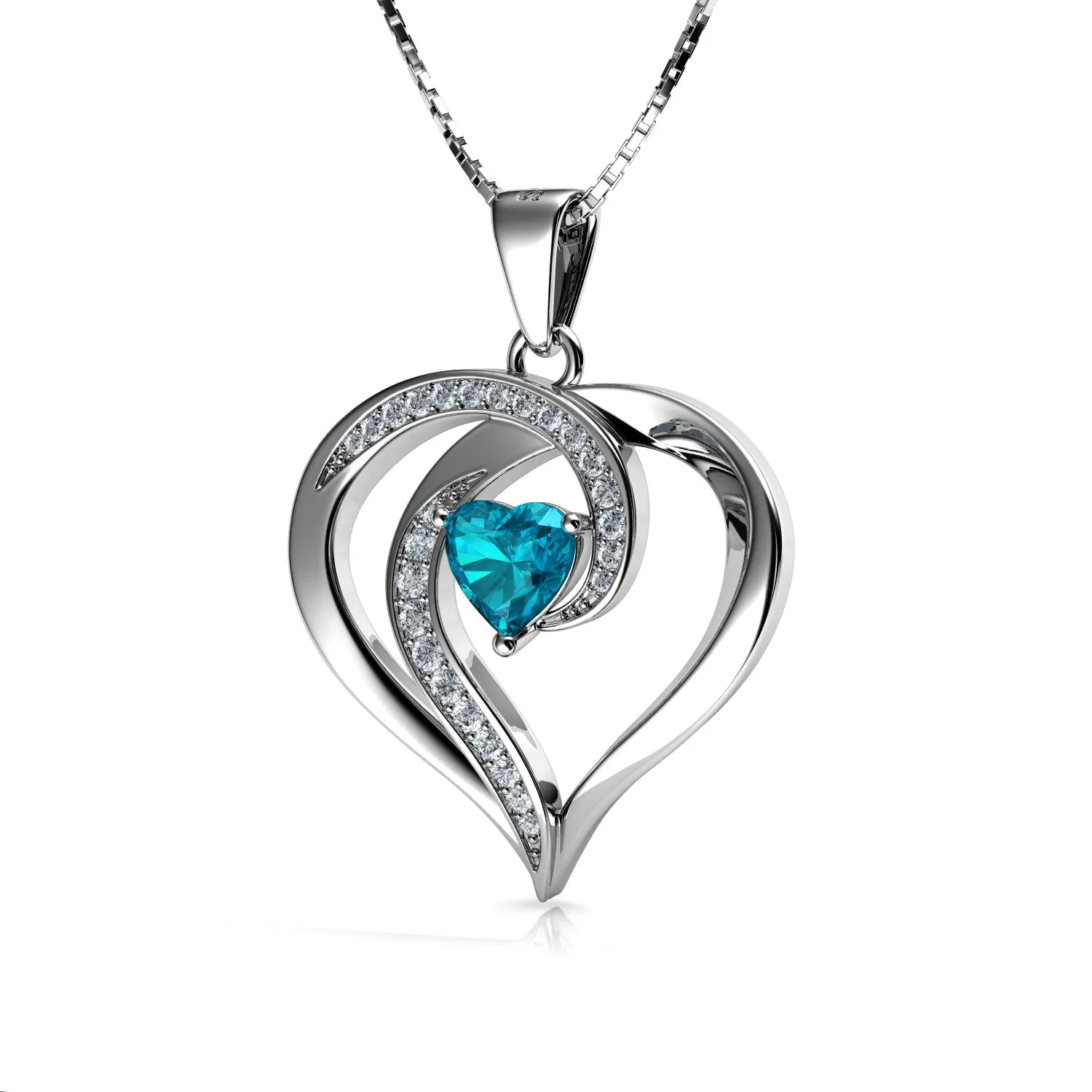 DEPHINI Elegant aqua necklace for Women 925 sterling silver pendant