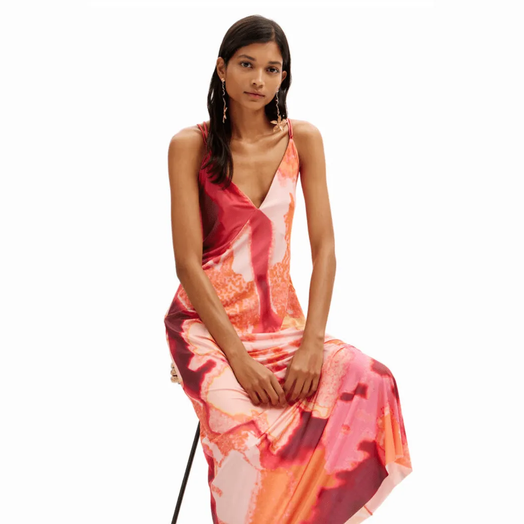 Desigual Out-of-focus Midi Slip Dress in Multi Color