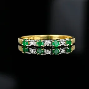 Diamond Emerald Half Eternity Wedding Band Ring