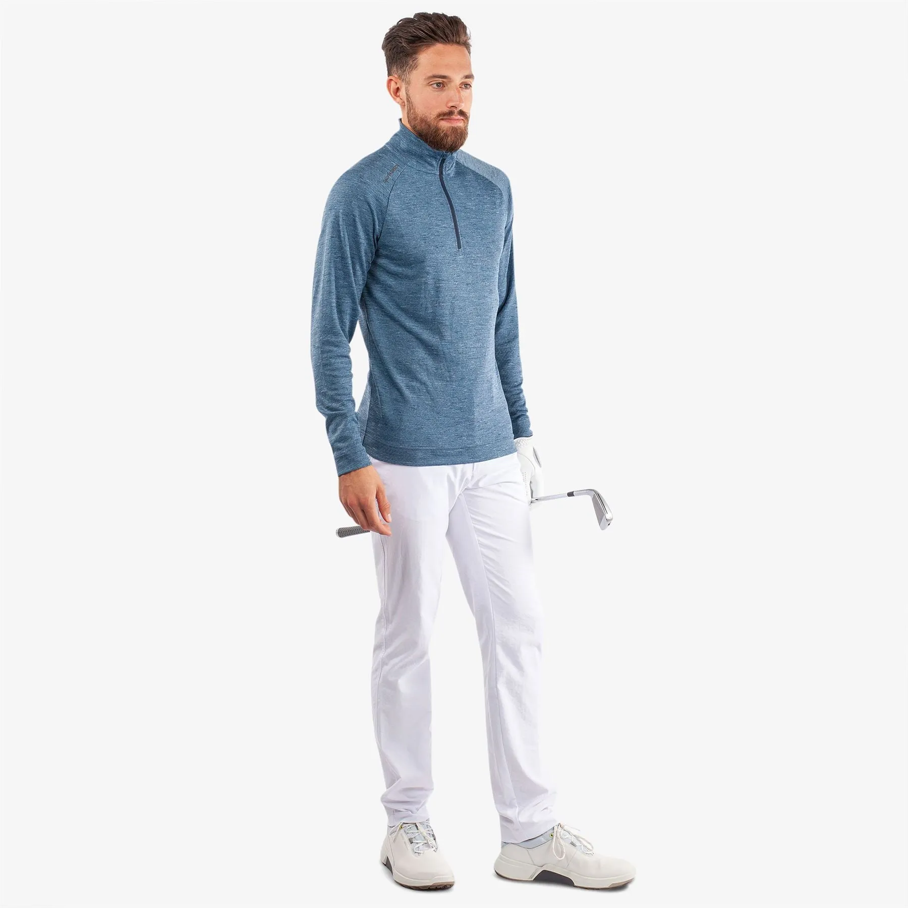 Dion Insula Quarter Zip Mid Layer Blue Melange - SS24