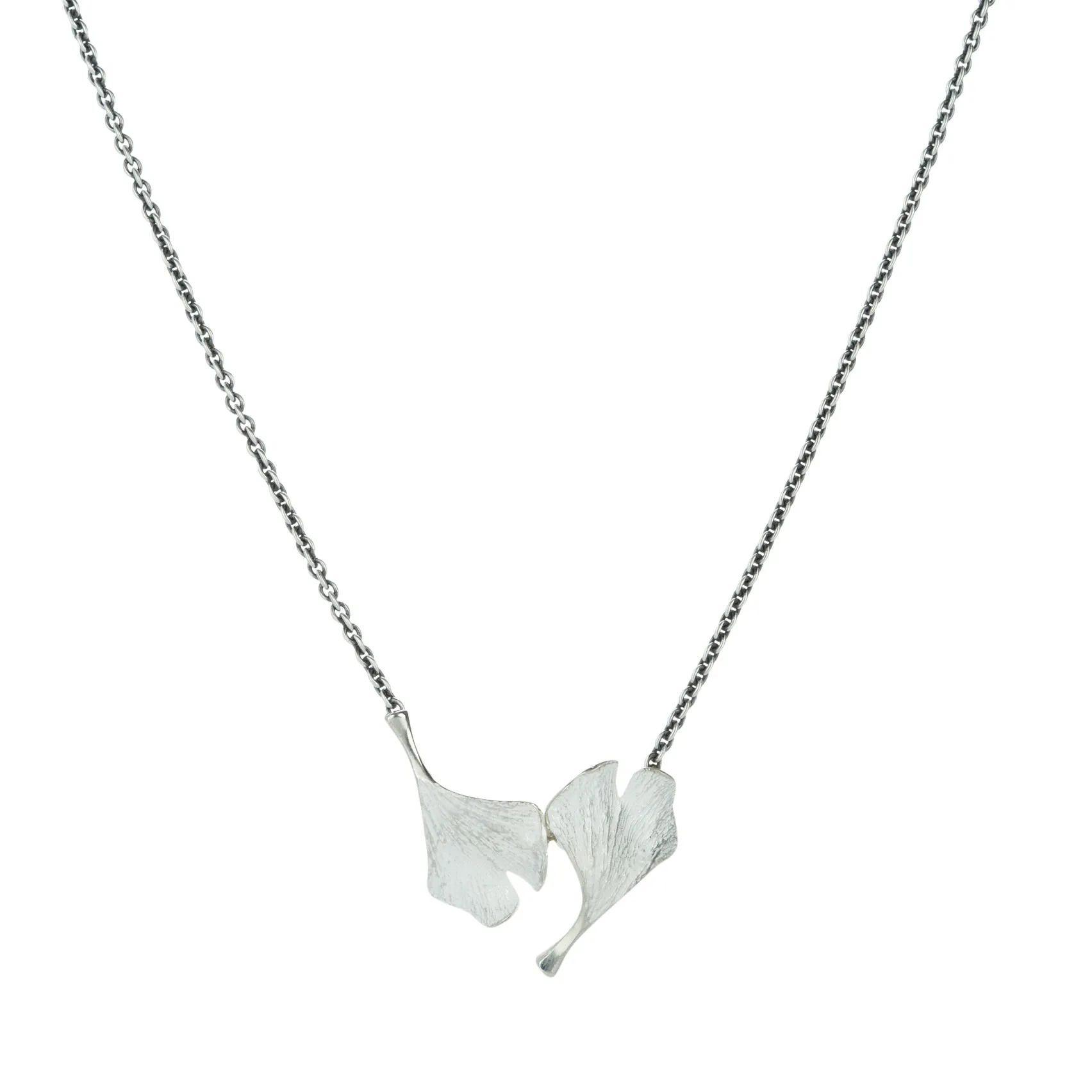 Double Baby Ginkgo Leaf Pendant Necklace