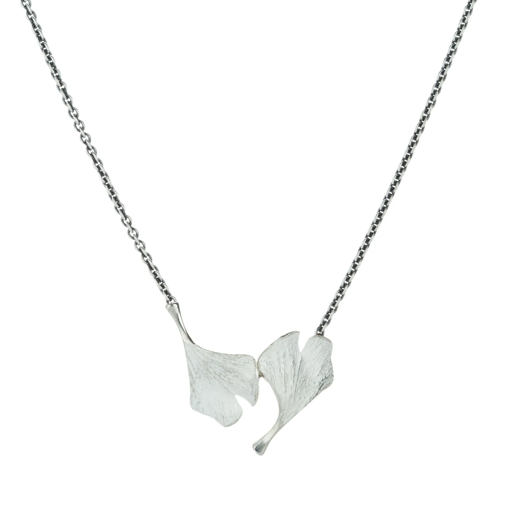 Double Baby Ginkgo Leaf Pendant Necklace