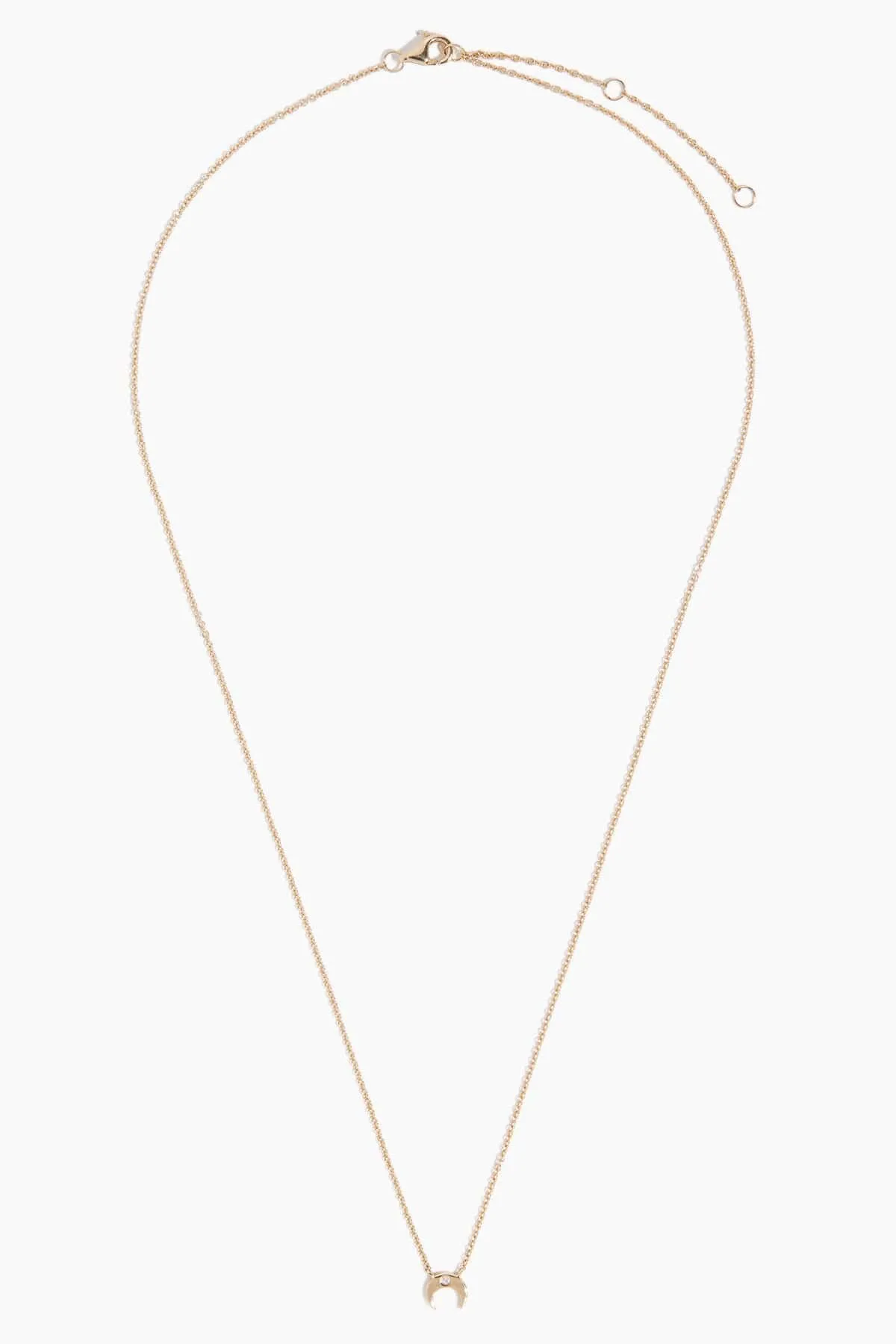 Double Horn Diamond Necklace in 14k Yellow Gold