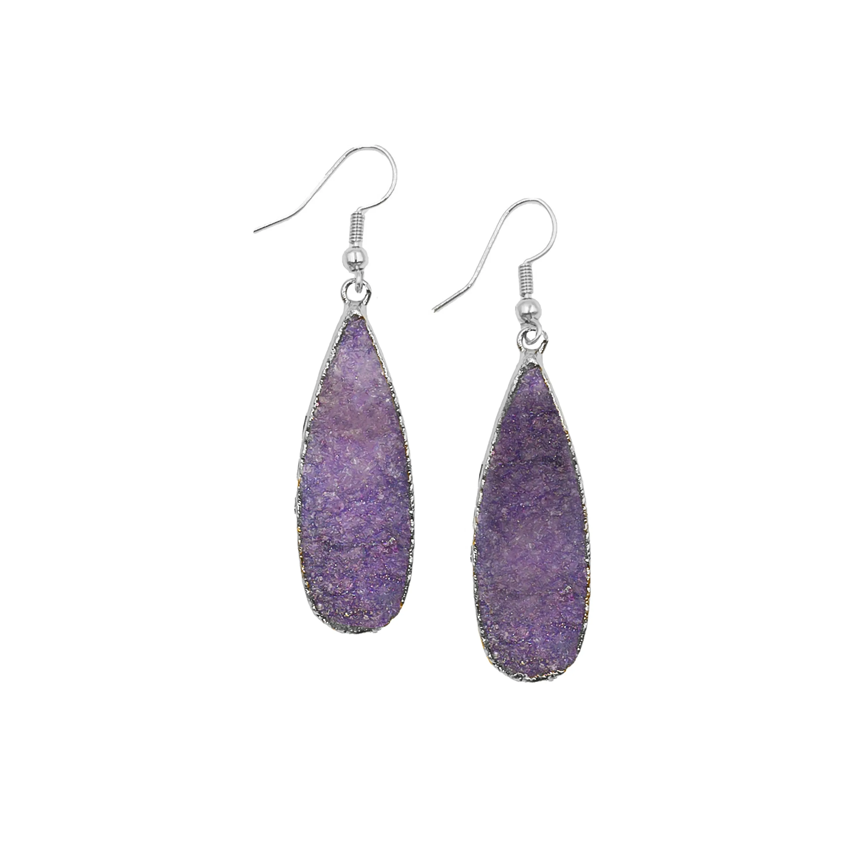 Druzy Collection - Silver Royal Drop Earrings