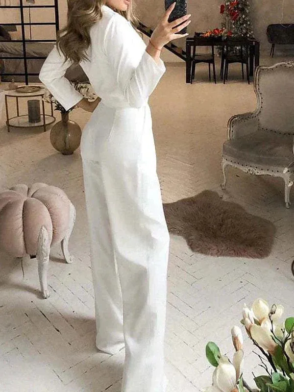 Elegant Casual V-Neck High Waist Jumpsuit for Women