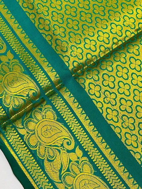 Elegant Green Color Traditional Silk Shawl (Ponnadai) For Guest