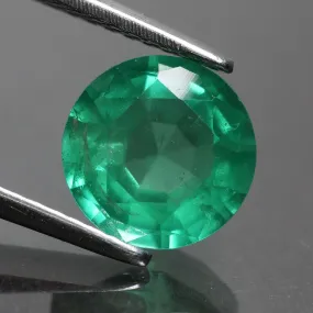 Emerald | green, natural, round cut 7.5mm, AAAA quality, Zambia, 1.45 ct