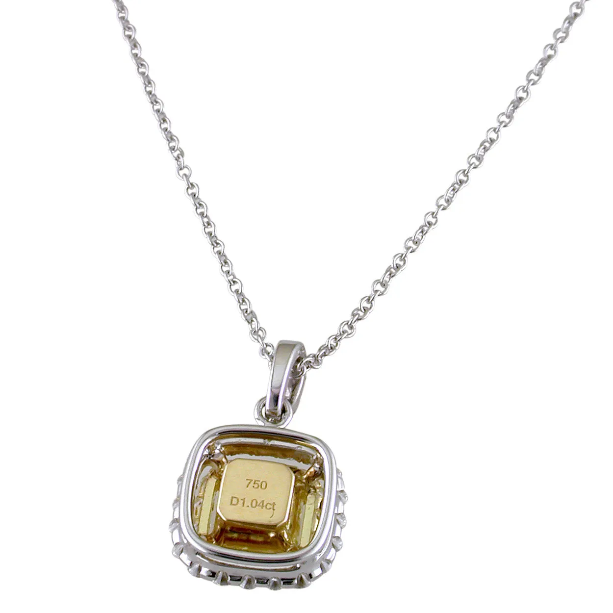 Fancy Light Yellow Square 1.04 carat Diamond Pendant Necklace 18K Gold