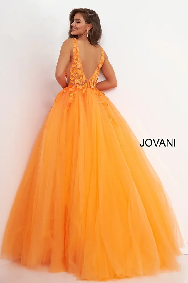 Farah | Floral Appliques Ball Gown | Jovani 02840