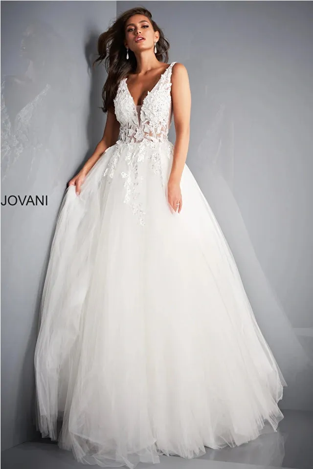 Farah | Floral Appliques Ball Gown | Jovani 02840