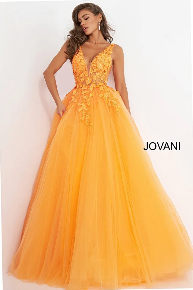 Farah | Floral Appliques Ball Gown | Jovani 02840