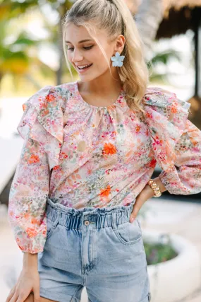 Feeling At Peace Pink Ditsy Floral Blouse