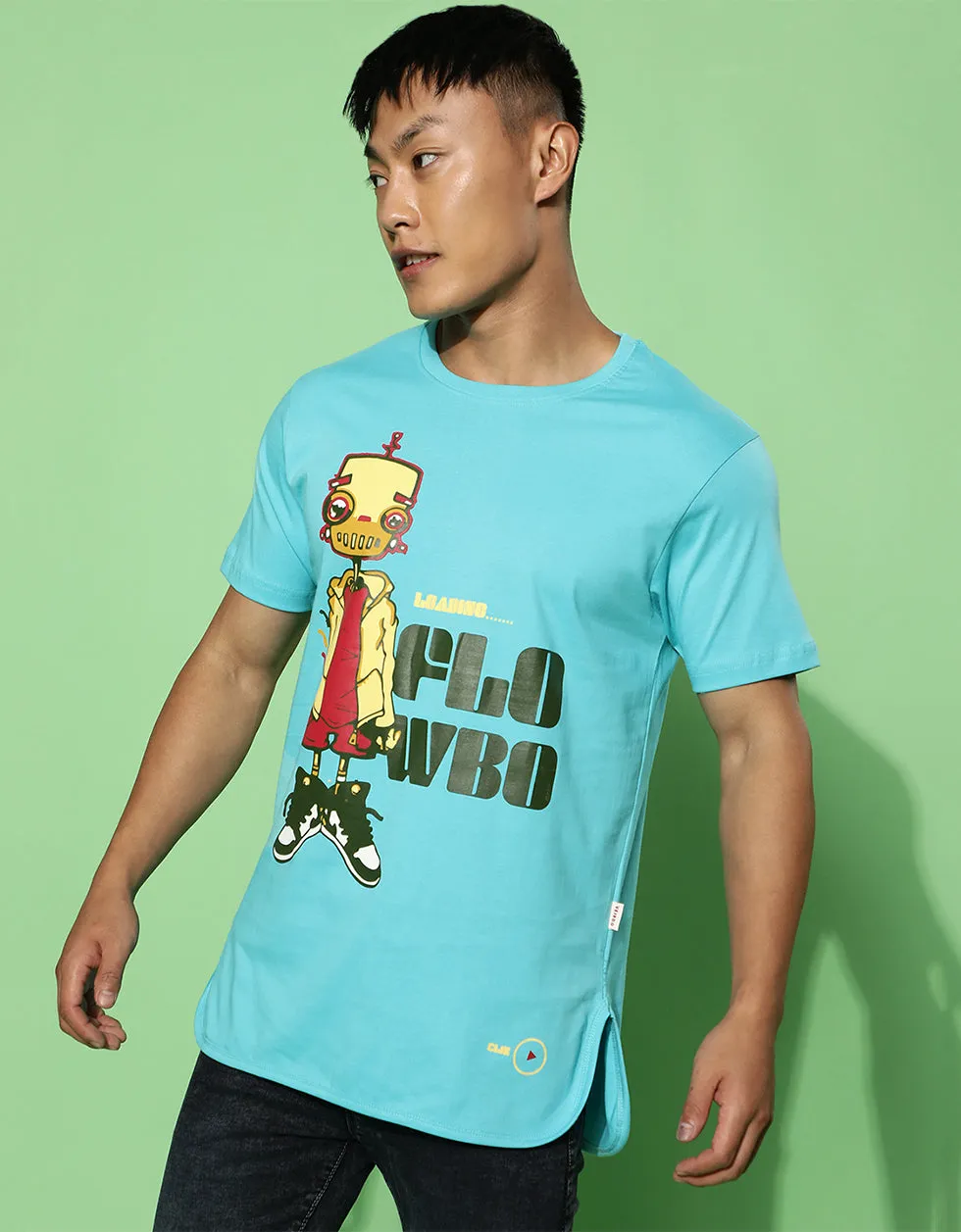 Flow Bo Blue Chest Graphic Printed Tshirt