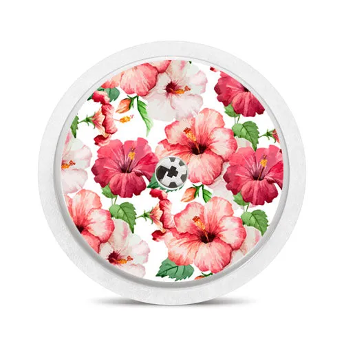 Freestyle Libre 1 & 2 sensor sticker: Pink tropical flowers