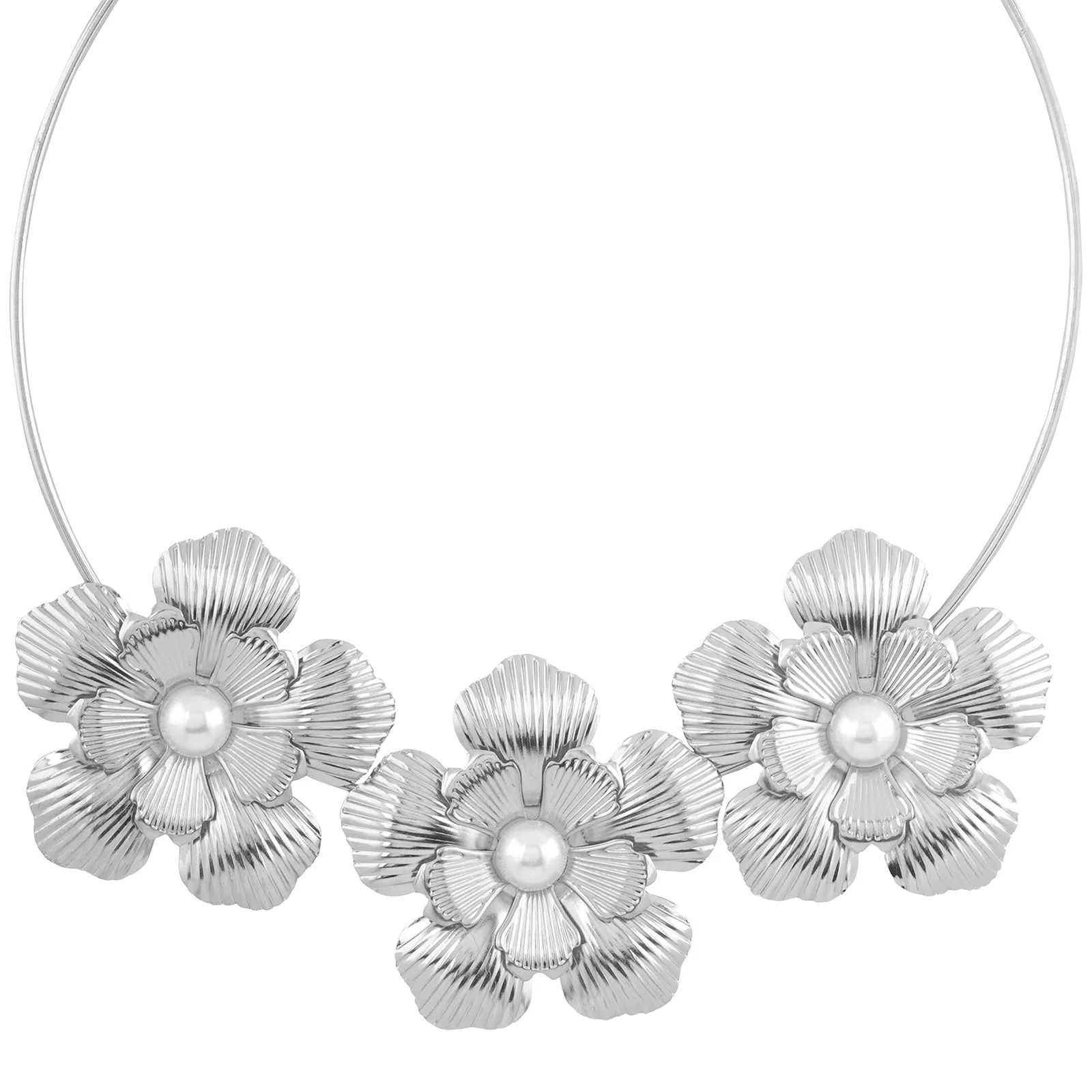 Gloxinia Floral Silver Necklace