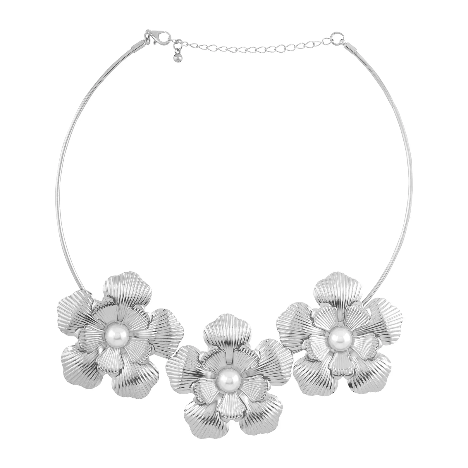 Gloxinia Floral Silver Necklace