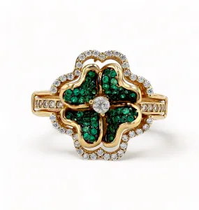 Gold 14k double clover ring