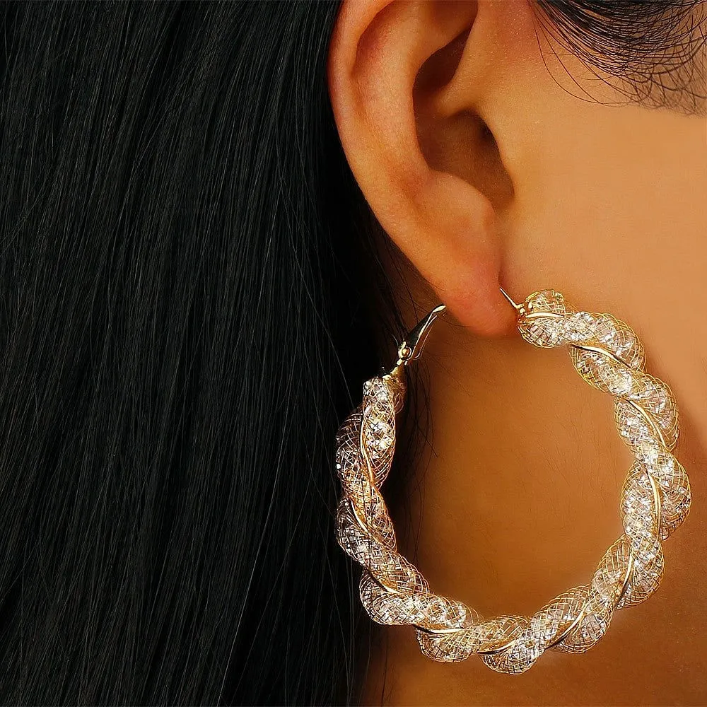 Gold Hoop Twist Earrings