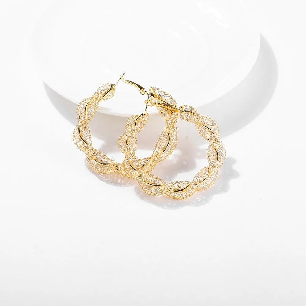 Gold Hoop Twist Earrings