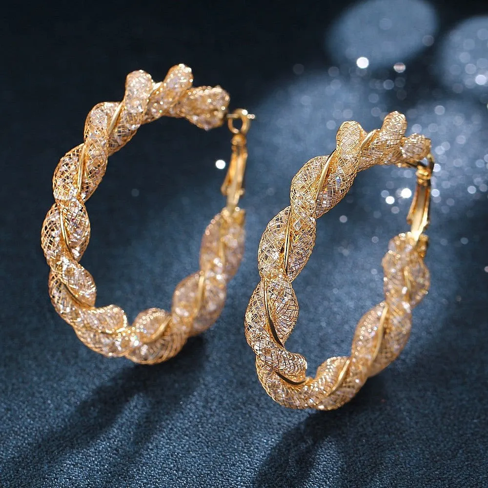 Gold Hoop Twist Earrings