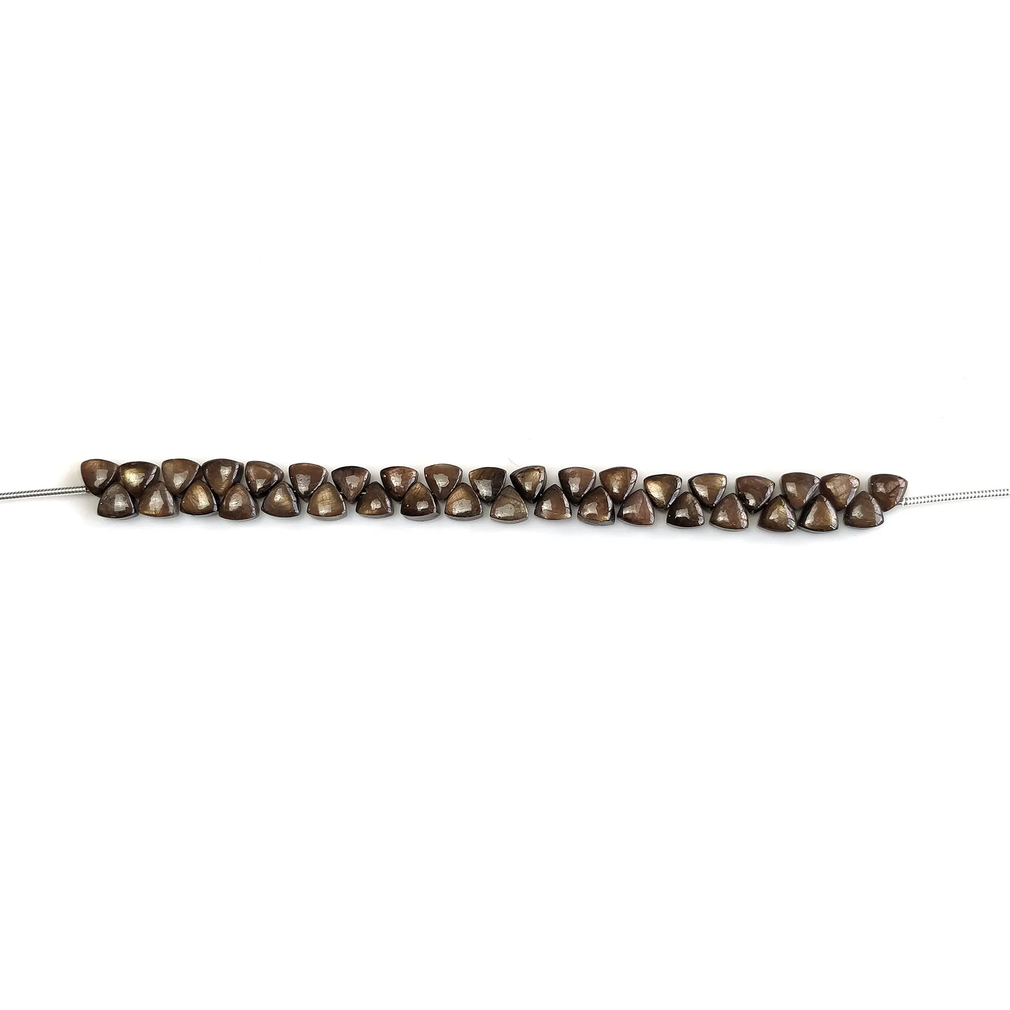 Golden Brown Chocolate Sapphire Gemstone Cabochon Loose Beads : 33.00cts Natural Unheated Triangle Plain Nuggets 5mm 4.25"