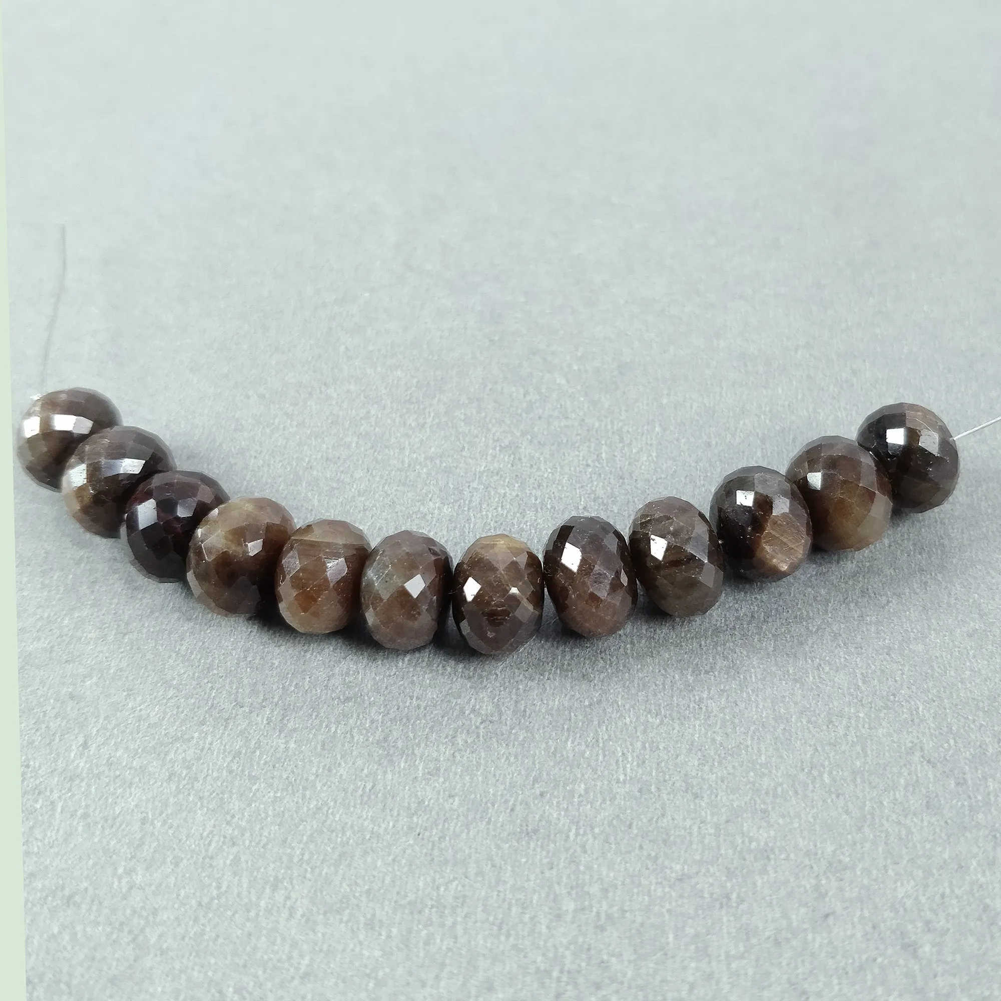 Golden Brown CHOCOLATE SAPPHIRE Gemstone Loose Beads : 93.00cts Natural Untreated Sapphire 3.25" Round Checker Cut Rondelle Faceted 10mm Loose Beads