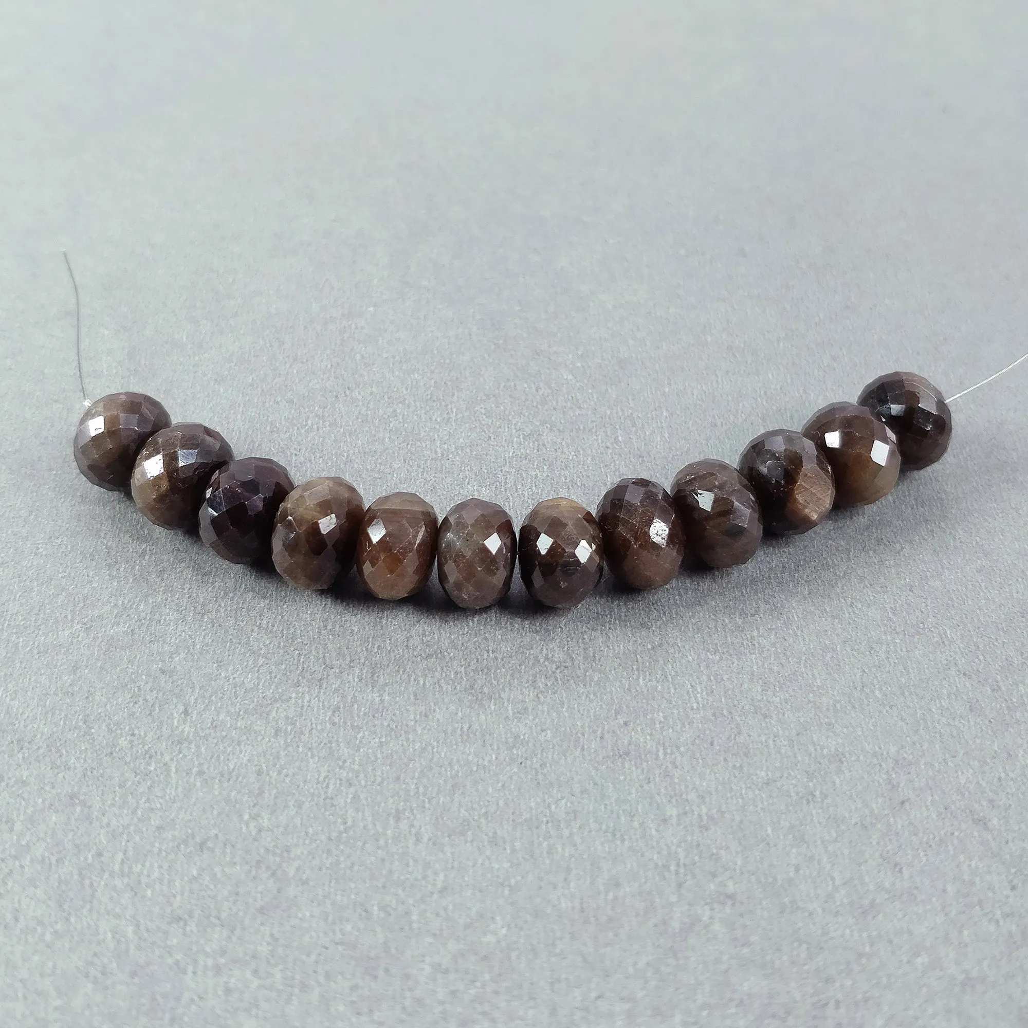 Golden Brown CHOCOLATE SAPPHIRE Gemstone Loose Beads : 93.00cts Natural Untreated Sapphire 3.25" Round Checker Cut Rondelle Faceted 10mm Loose Beads