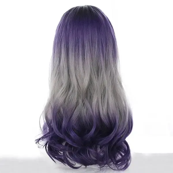 Gradient Purple Grey Wave Long Wig MK14945