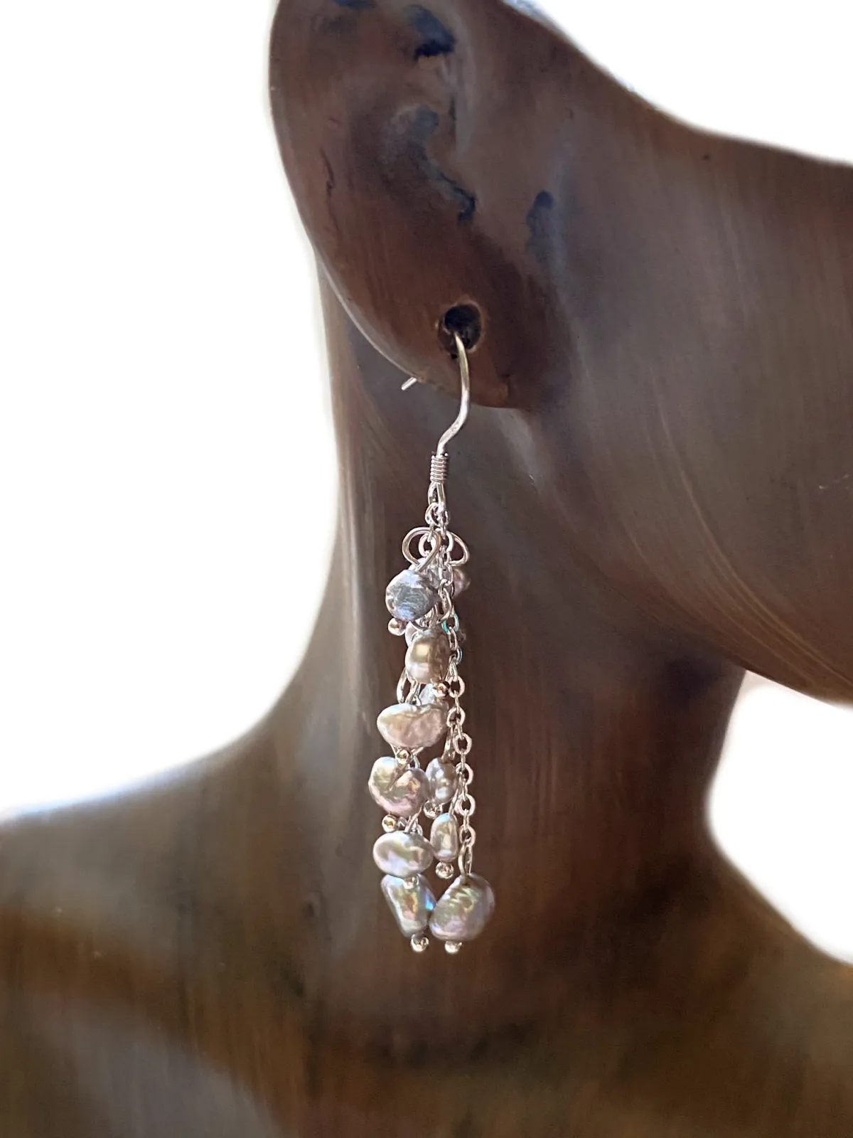 Gray Pearl Cascade Dangles