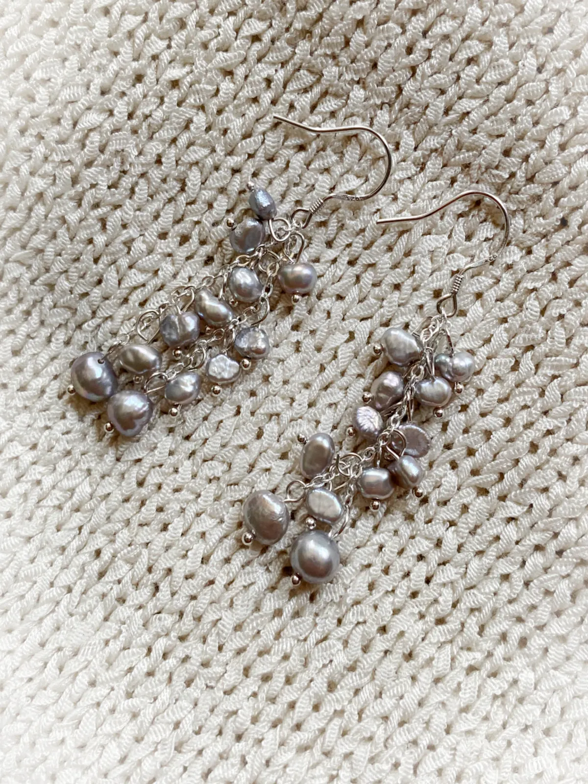 Gray Pearl Cascade Dangles