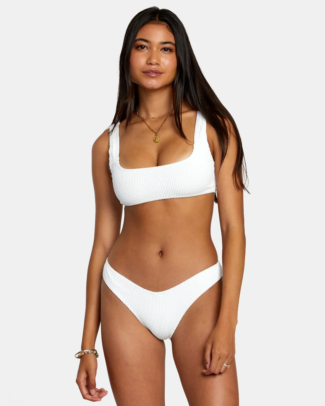 Grooves Texture Bralette Bikini Top - Whisper White