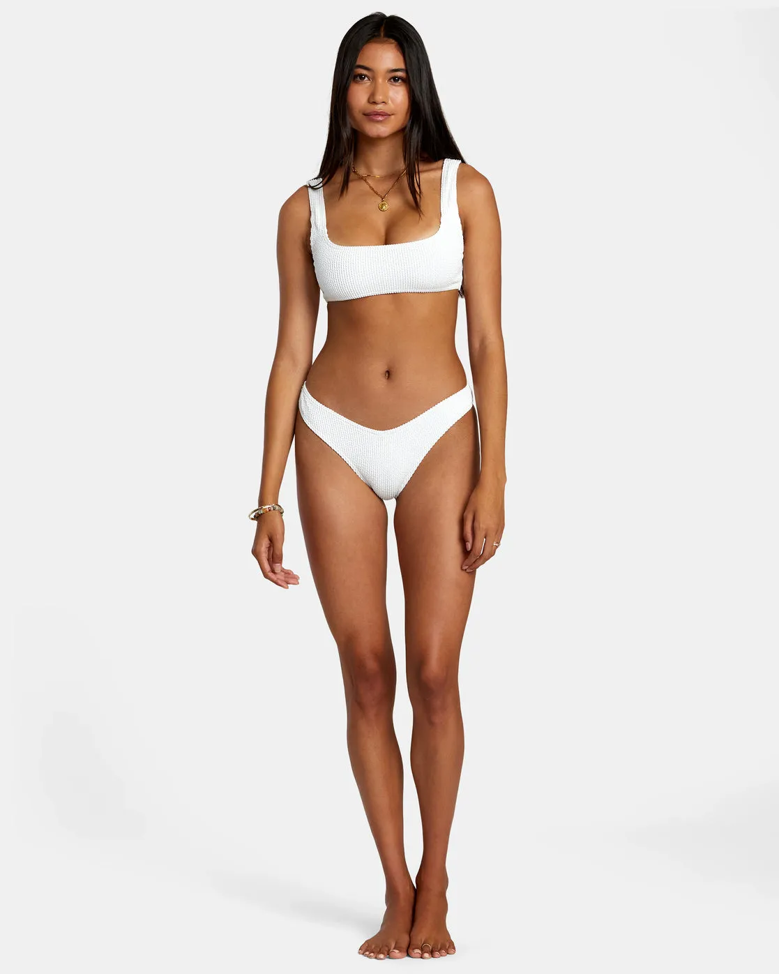 Grooves Texture Bralette Bikini Top - Whisper White