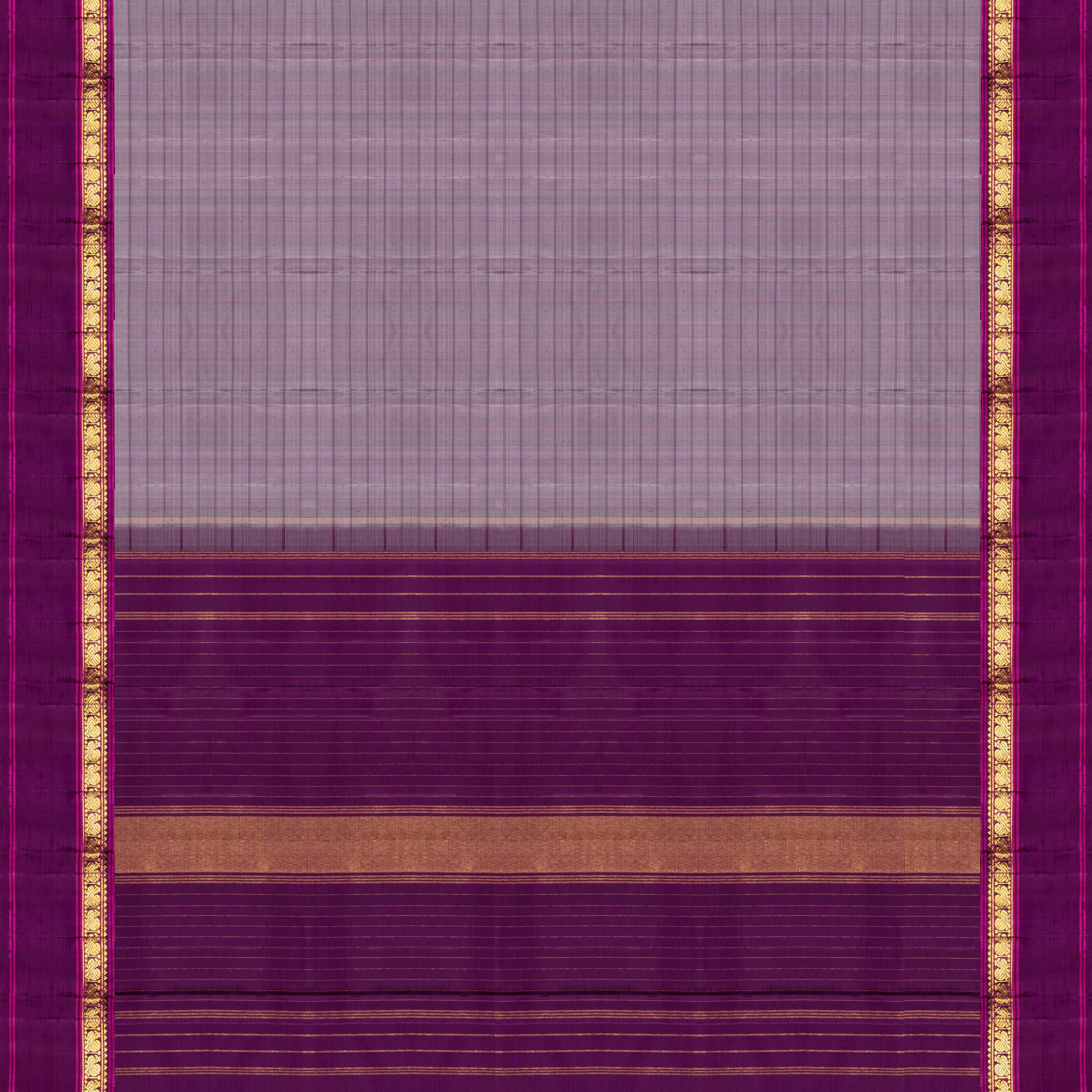 Handwoven Lilac with Purple Kanjivaram Silk Saree - 2018T009665DSC