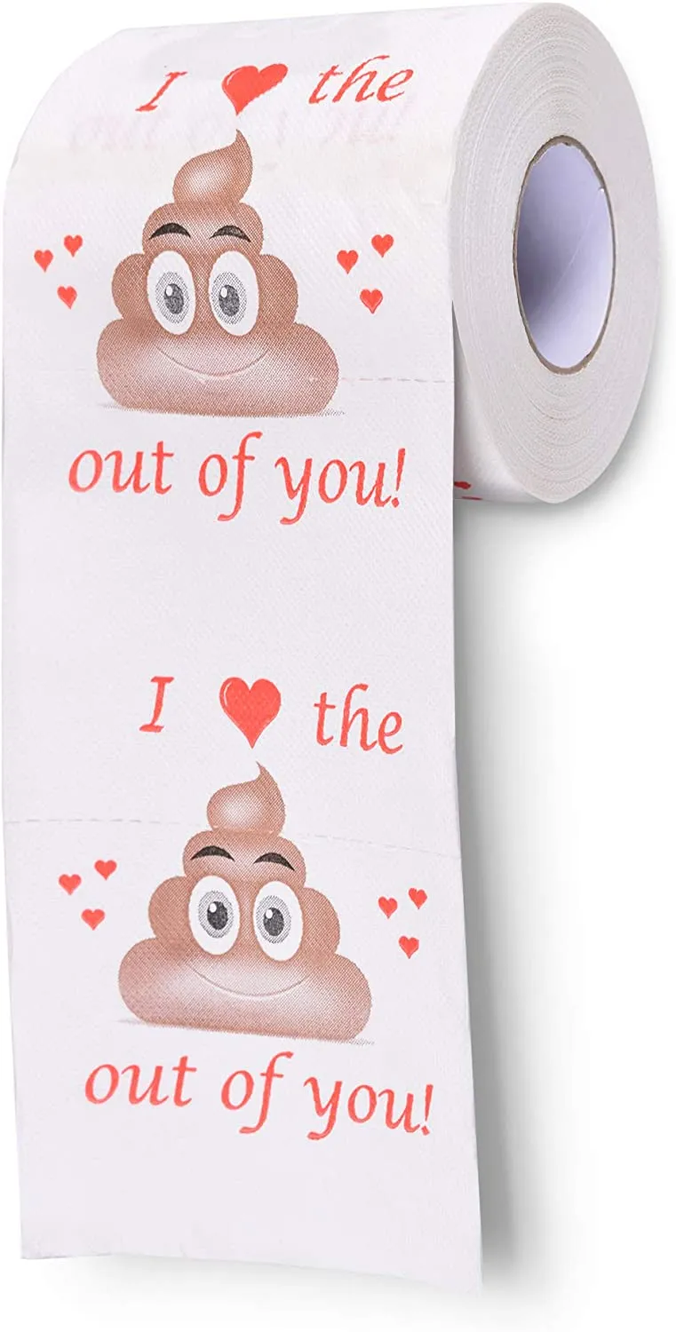 I Love The Poop Outta You Printed Toilet Paper Romantic Novelty Toilet Tissue Funny Gag Gift for Valentine's Day or Anniversary