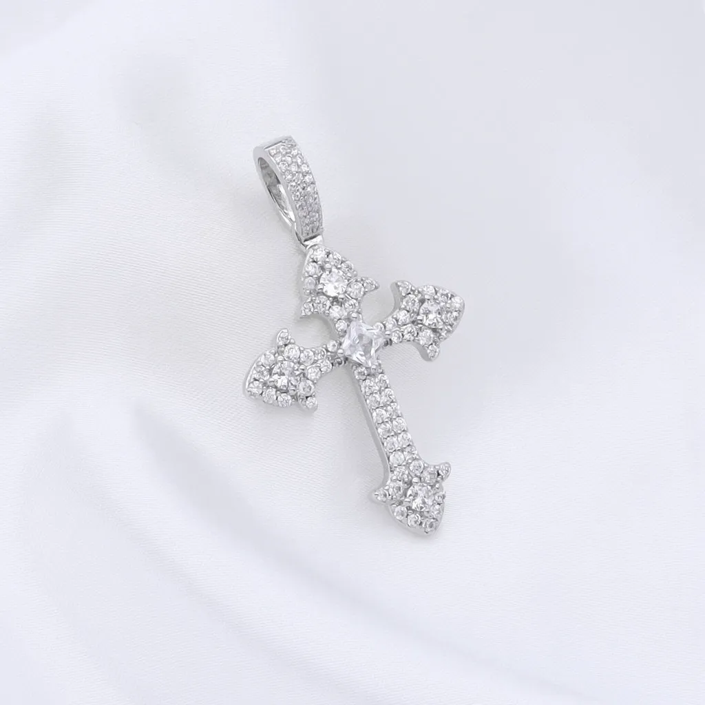 Iced Out Cross Pendant - Silver