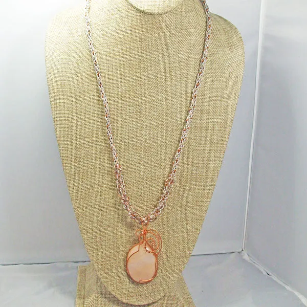 Jacaranda Honey Agate Cabochon Pendant Necklace