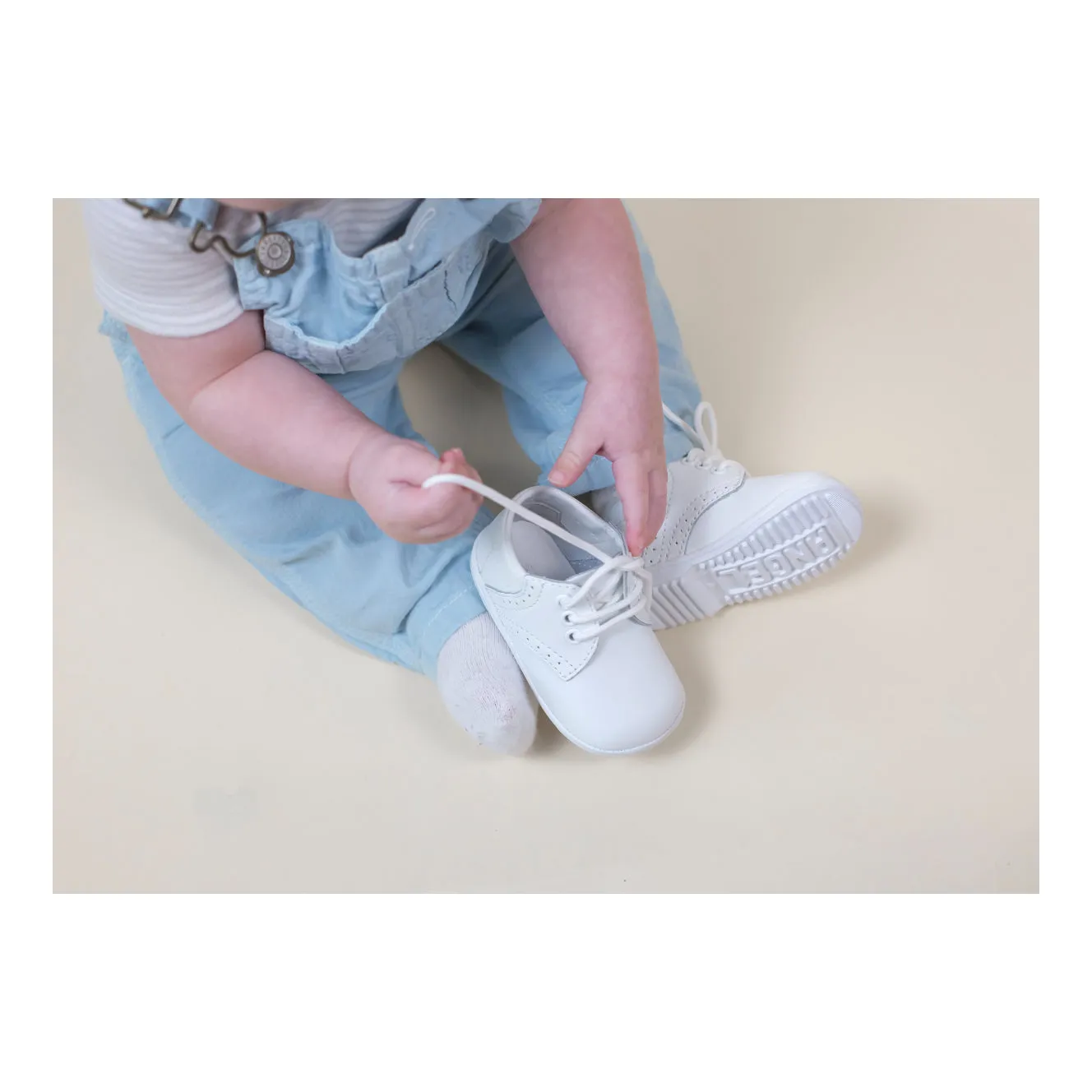 James Boy's White Leather Lace Up Shoe (Baby)