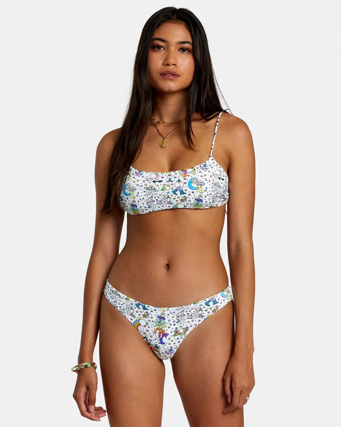 Jesse Lortz Ravey Wave Eco Cheeky Bikini Bottoms - White