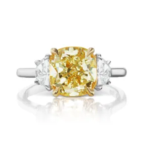 JOANA 5 CARAT CUSHION CUT LIGHT YELLOW COLOR VS CLARITY DIAMOND ENGAGEMENT RING PLATINUM & 18K GOLD GIA CERTIFIED 4 CT LY VS BY MIKE NEKTA