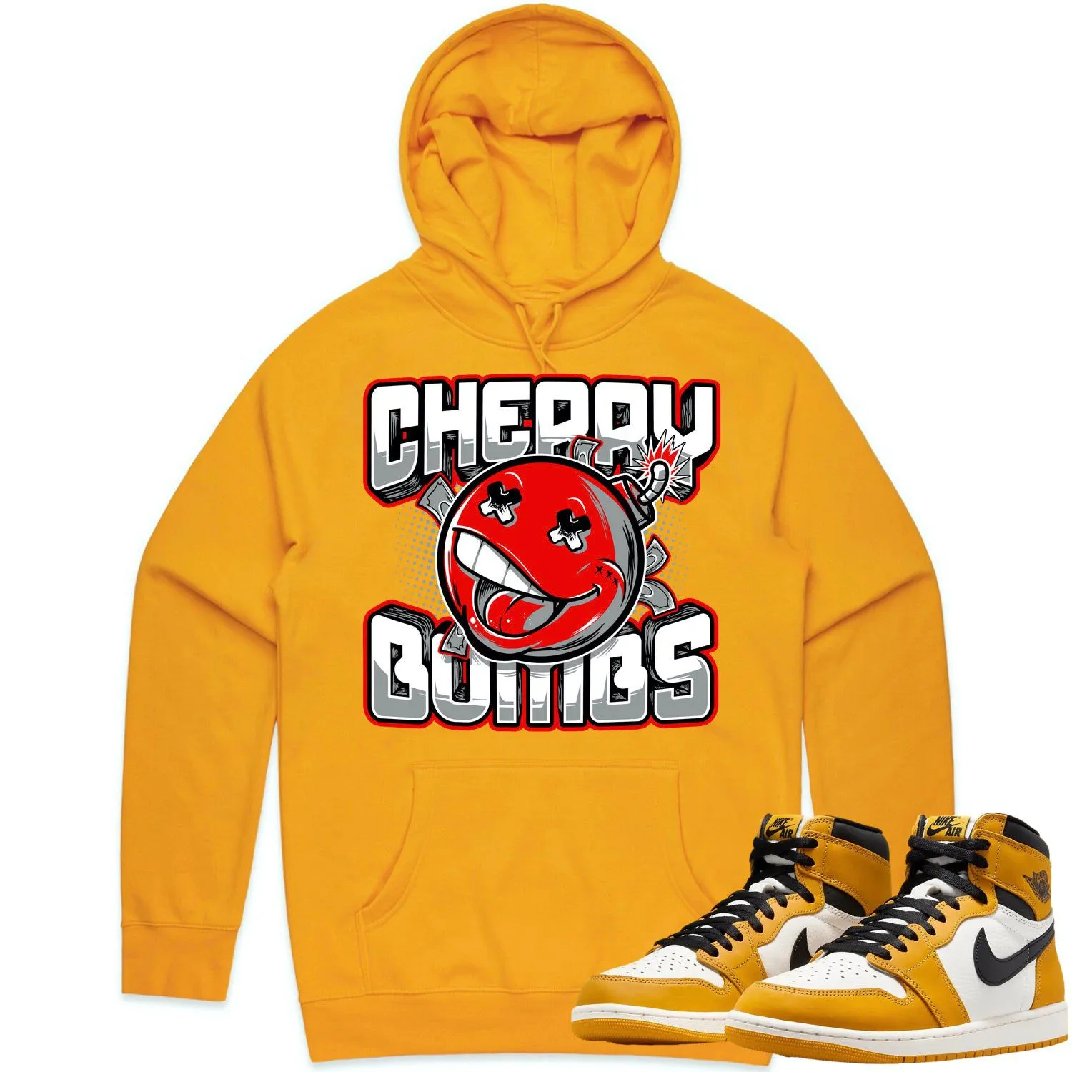 Jordan 1 Yellow Ochre 1s Hoodie to Match - RED CHERRY BOMBS